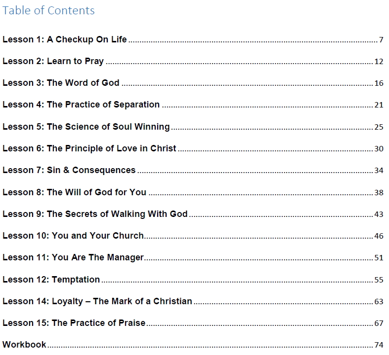 Table of Contents